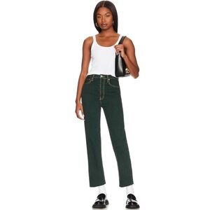 Re/Done 70s Ultra High Rise Stove Pipe in Evergreen size 24 C31